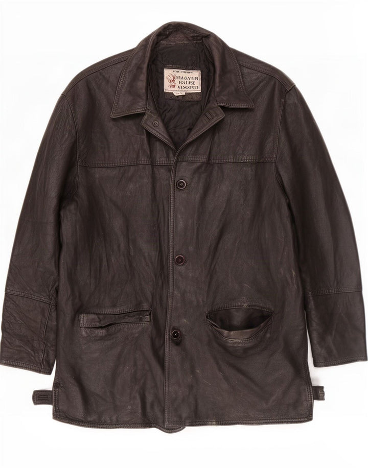 Jachetă de piele vintage pentru bărbați UK 40 Large Black