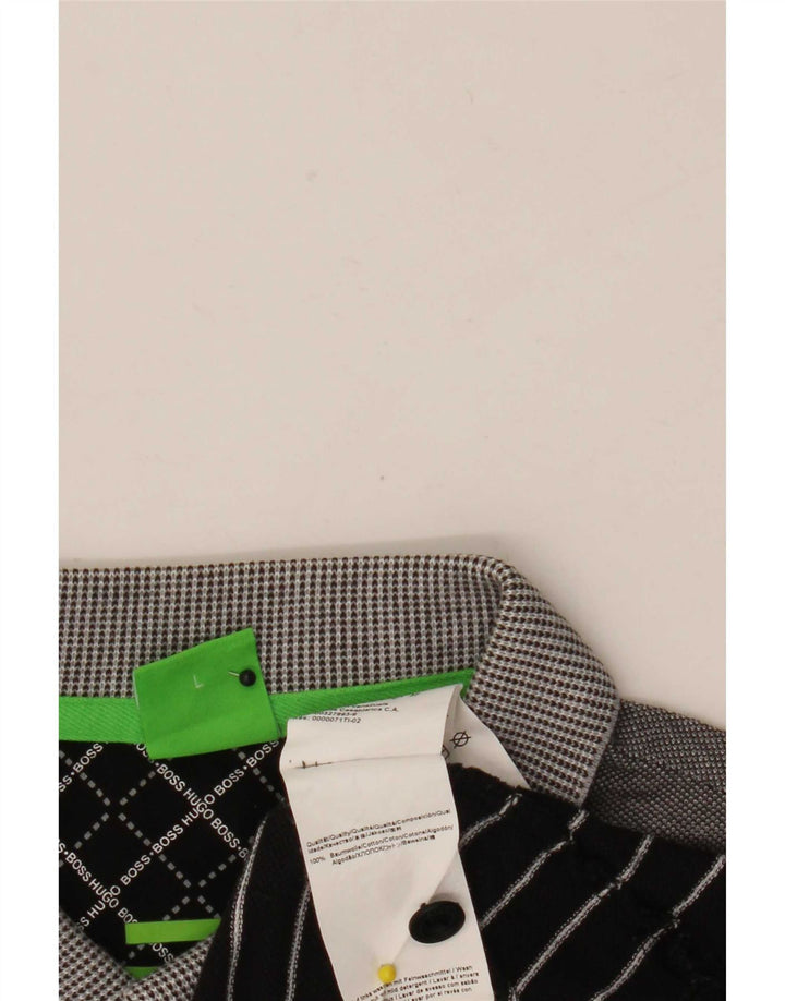 Tricou polo pentru bărbați Hugo Boss, bumbac cu dungi gri mari