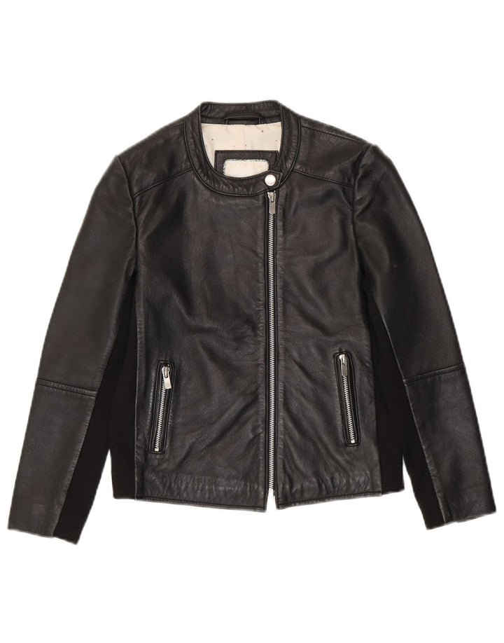Geaca de piele pentru fete de motociclist Mango 9-10 ani neagra