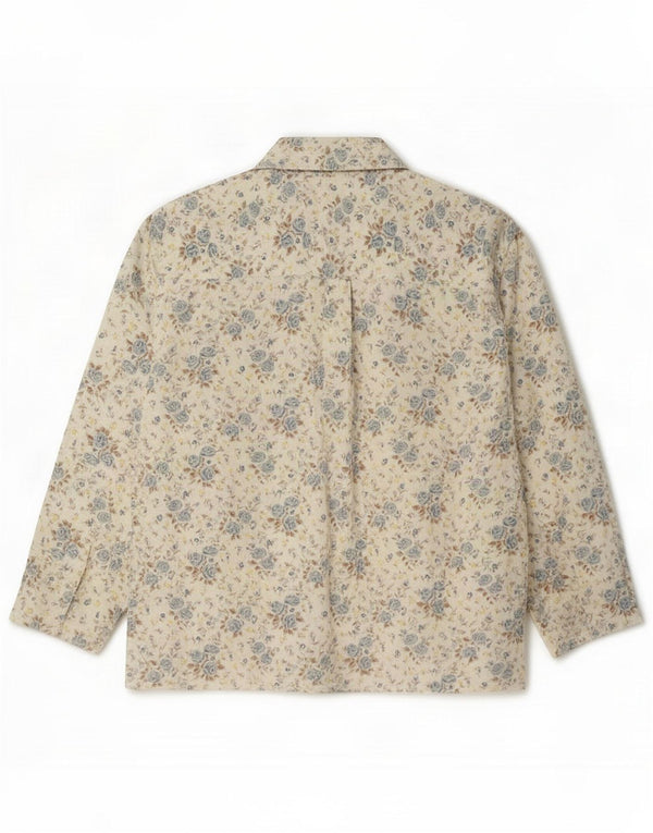Cămașă de flanel vintage pentru femei UK 18 XL, alb, din poliester floral