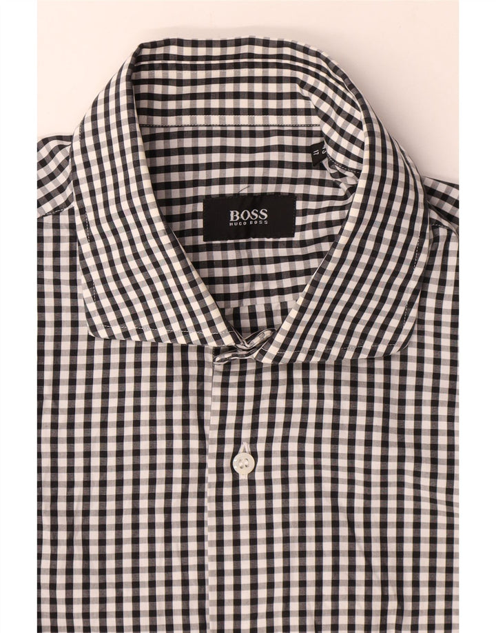 Cămașă pentru bărbați Hugo Boss Mărimea 43 17 XL Bumbac vichy negru