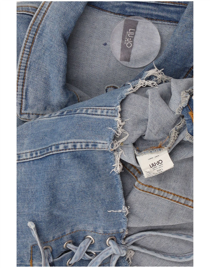 Jachetă de denim crop Liu Jo pentru femei UK 14 Large Blue