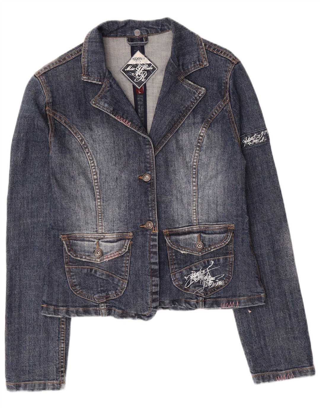 Jachetă de blugi vintage pentru femei UK 14 mare, albastru, bumbac