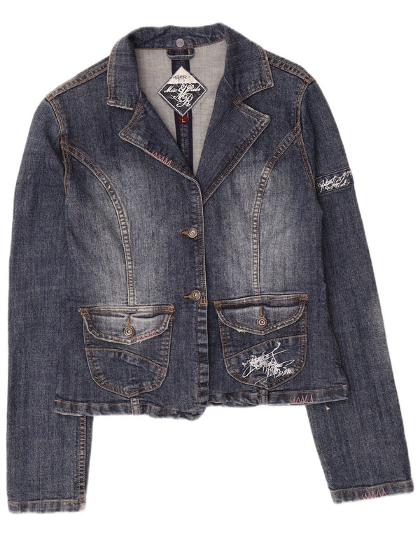 Jachetă de blugi vintage pentru femei UK 14 mare, albastru, bumbac