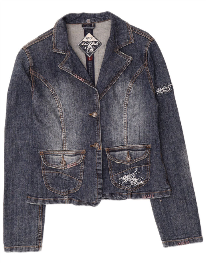 Jachetă de blugi vintage pentru femei UK 14 mare, albastru, bumbac