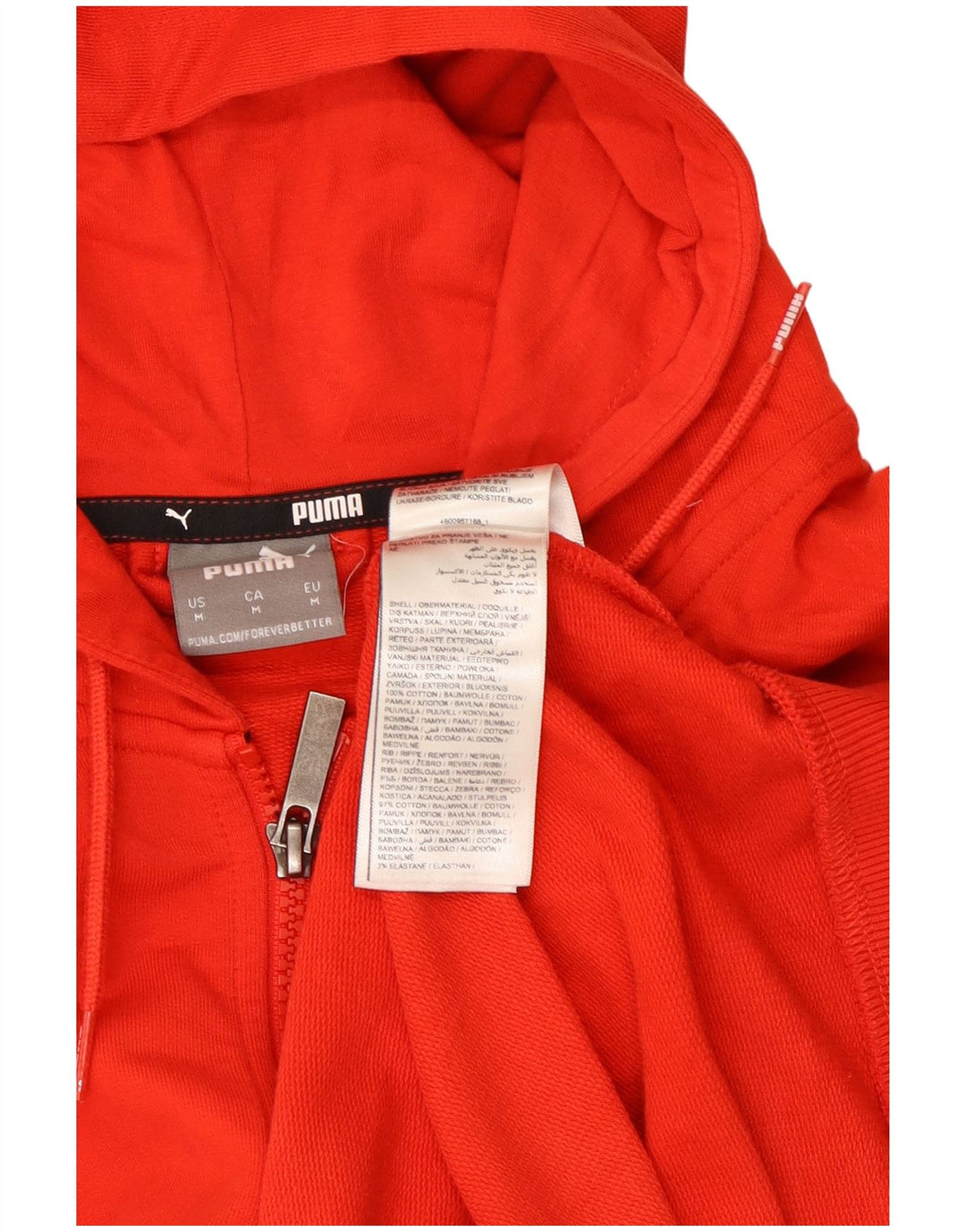 Pulover Puma pentru bărbați, cu fermoar, bumbac roșu mediu