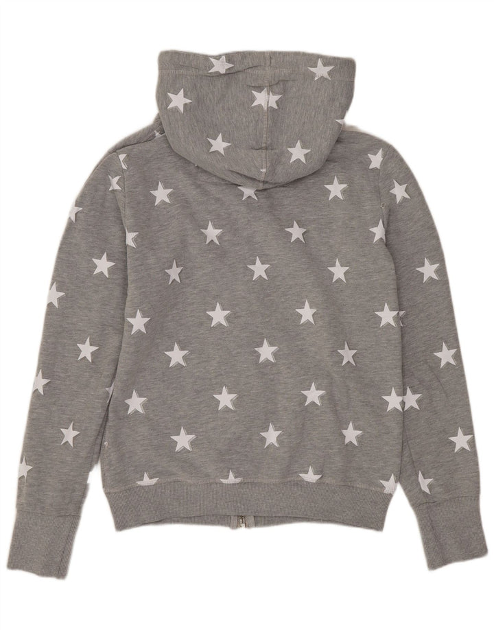 SUPERDRY Pulover cu capotă cu fermoar și model abstract pentru femei UK 12 Gri mediu