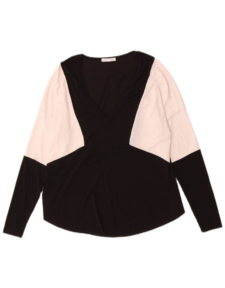 Top pentru femei Zara cu mânecă lungă UK 10, mic, negru, bloc de culoare