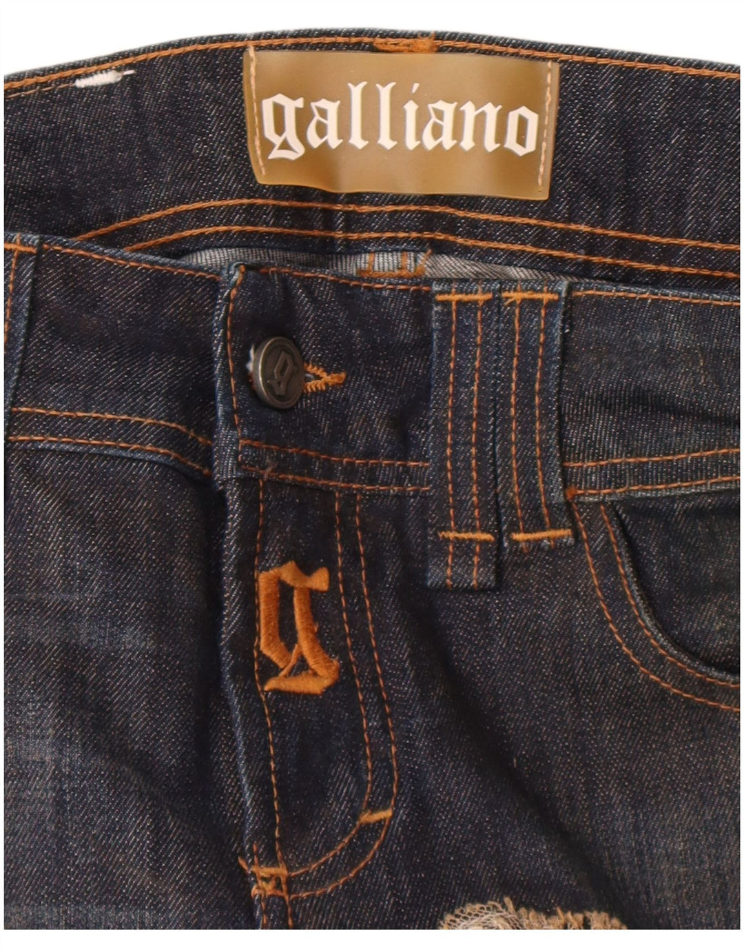 Blugi slim de damă Galliano W27 L36 bleumarin din bumbac de designer