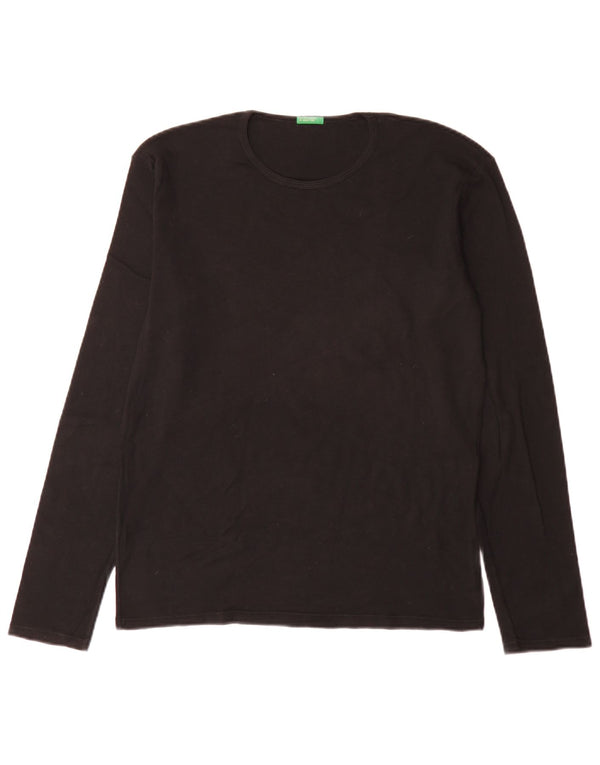 Tricou Benetton pentru femei cu mânecă lungă, cu ajustare normală, Top UK 16 Large Negru