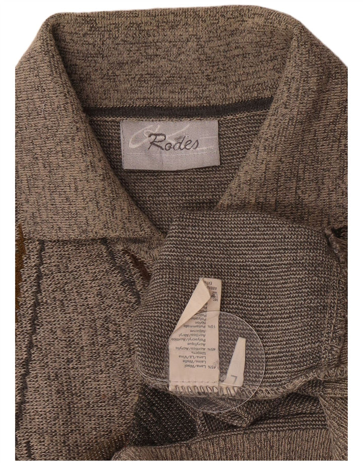 Rodes Pulover cu gât polo pentru bărbați, mare, gri Argyle/Lână diamant