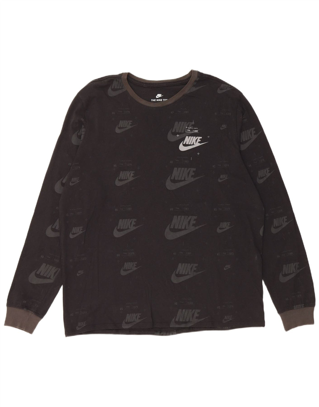Top grafic Nike pentru bărbați cu mânecă lungă XL, bumbac negru