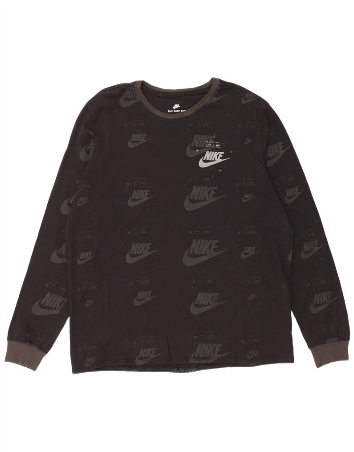 Top grafic Nike pentru bărbați cu mânecă lungă XL, bumbac negru