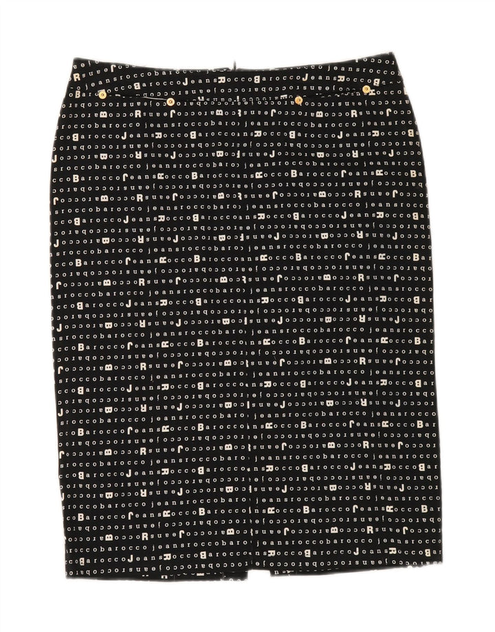 ROCCOBAROCCO Womens Graphic Pencil Skirt  W32 Large  Black Vintage Roccobarocco and Second-Hand Roccobarocco from Messina Hembry 