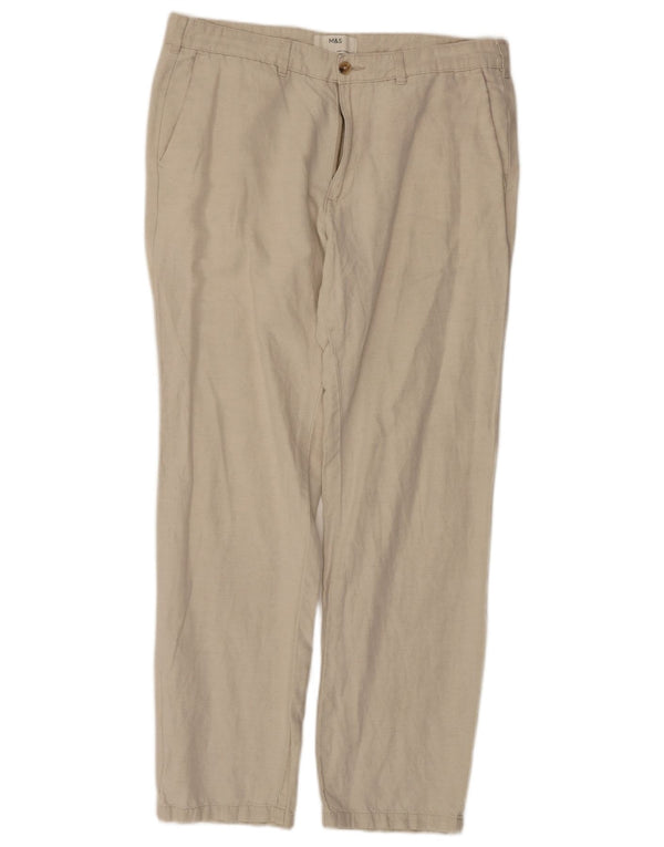 Pantaloni chino drepți pentru bărbați Marks & Spencer W36 L30 bumbac alb