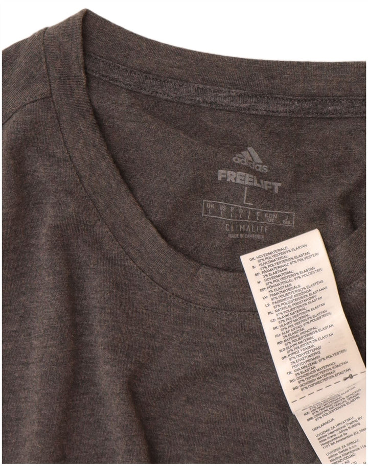Tricou Adidas Climalite pentru bărbați Top mare din poliester cu pături gri