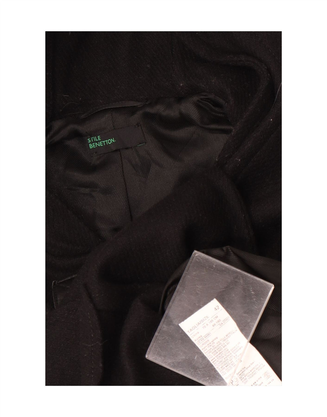 Duffle Coat pentru femei Benetton IT 42 Medium Negru Lână