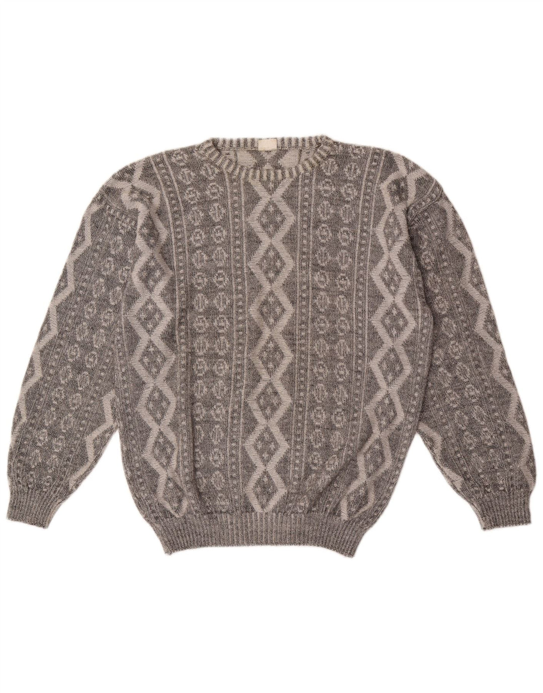 Pulover pentru bărbați Vogue cu gât roșu, bumbac geometric, gri mediu