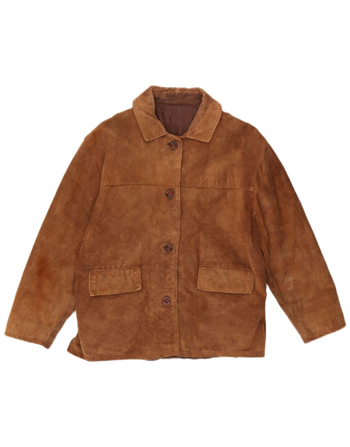 Jachetă vintage pentru femei de piele intoarsa UK 16 mare maro