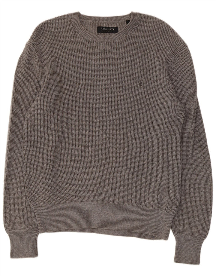 ALL SAINTS Mens Crew Neck Jumper Sweater Small Grey Cotton