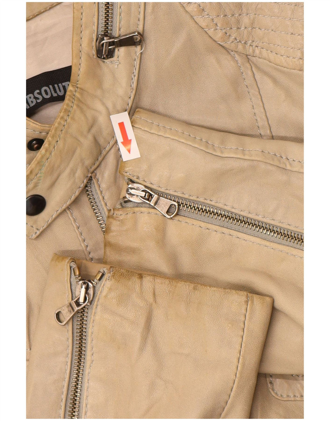 Jachetă de piele vintage pentru femei UK 16, mare, bej, din piele