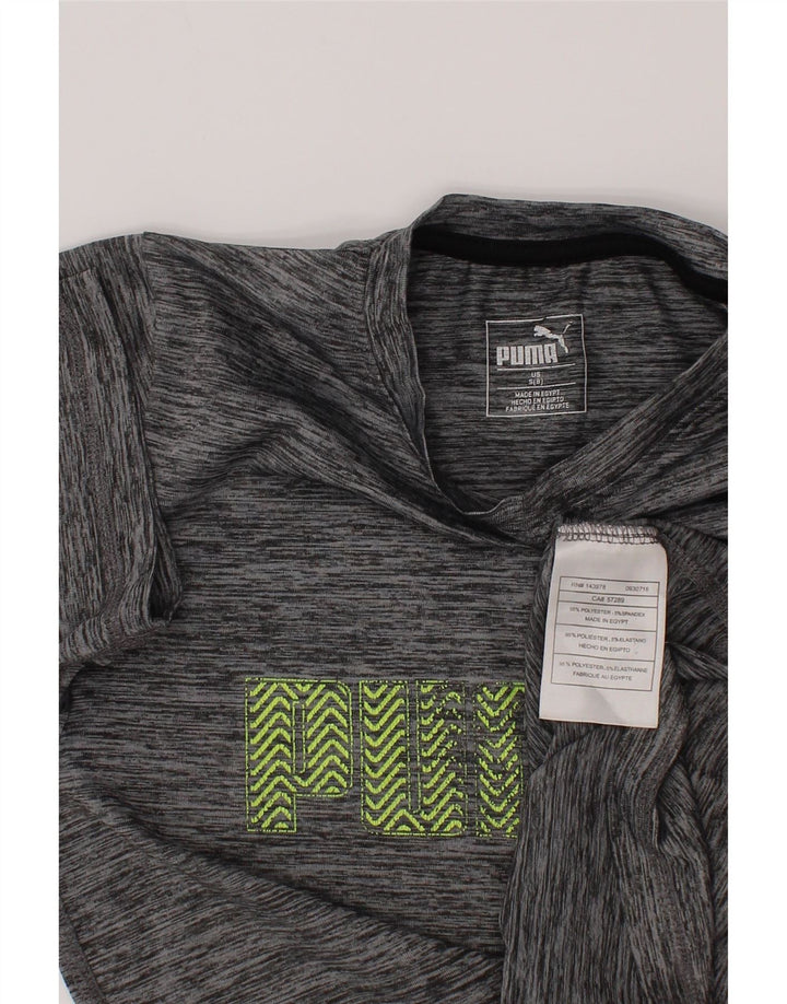 Tricou cu grafic Puma pentru băieți Top 7-8 ani, mic, gri, poliester cu pete