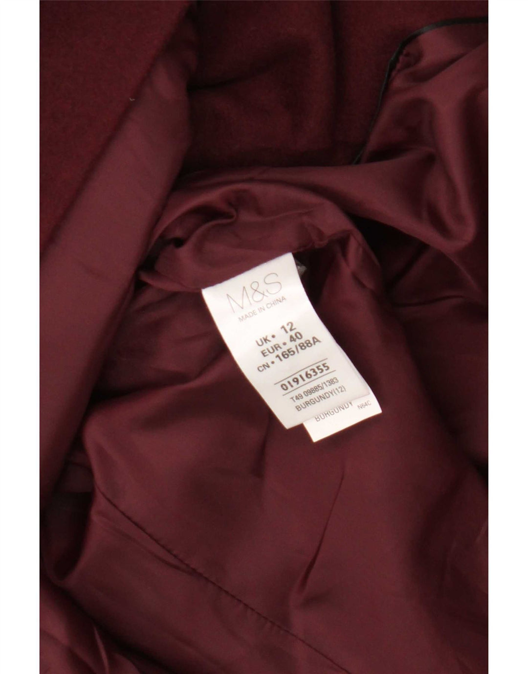Palton pentru femei Marks & Spencer UK 12 Medium Burgundy Poliester