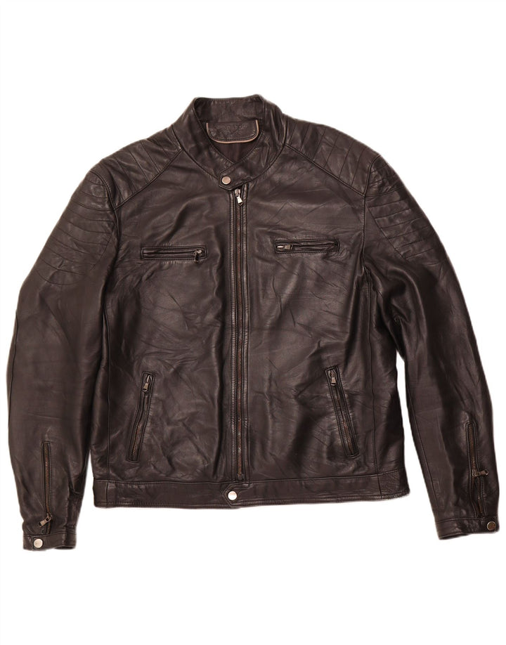 Jachetă de curse din piele pentru bărbați VINTAGE IT 54 2XL din piele neagră