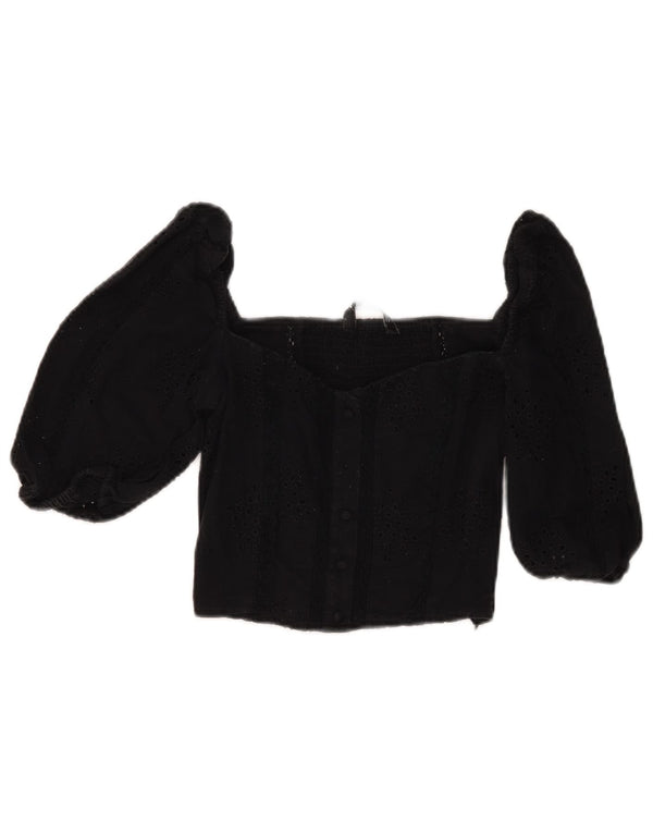 Zara Top cu mâneci 3/4 cu umăr dezactivat pentru femei UK 6 XS Negru