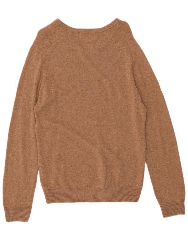 MARKS & SPENCER Mens Regular Fit V-Neck Jumper Sweater Small Brown