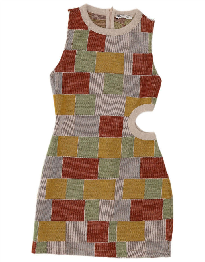 Rochie bodycon fără mâneci pentru femei Zara UK 12 Medium Multicolor Geometric