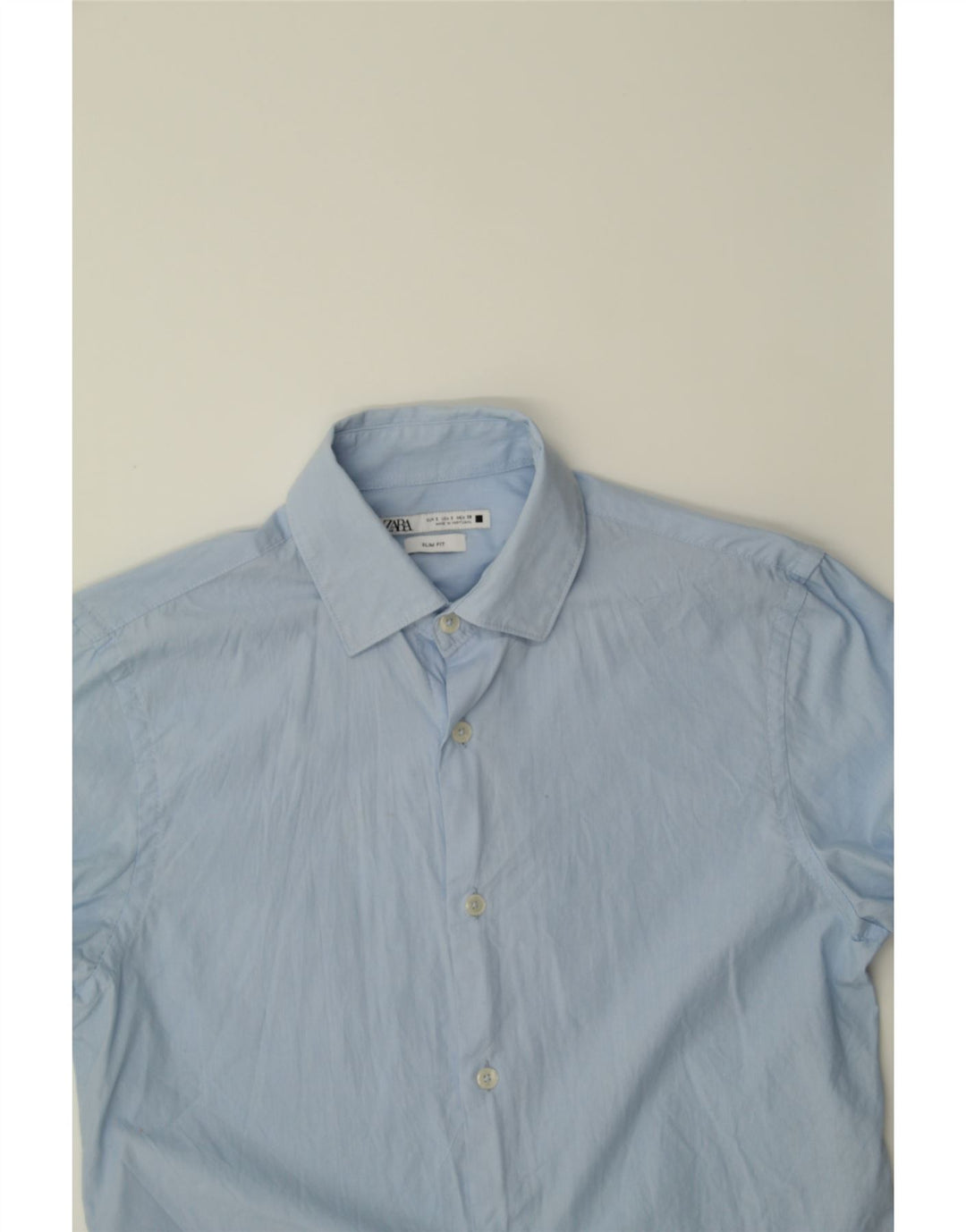 ZARA Mens Slim Fit Shirt Small Blue Cotton Vintage Zara and Second-Hand Zara from Messina Hembry 