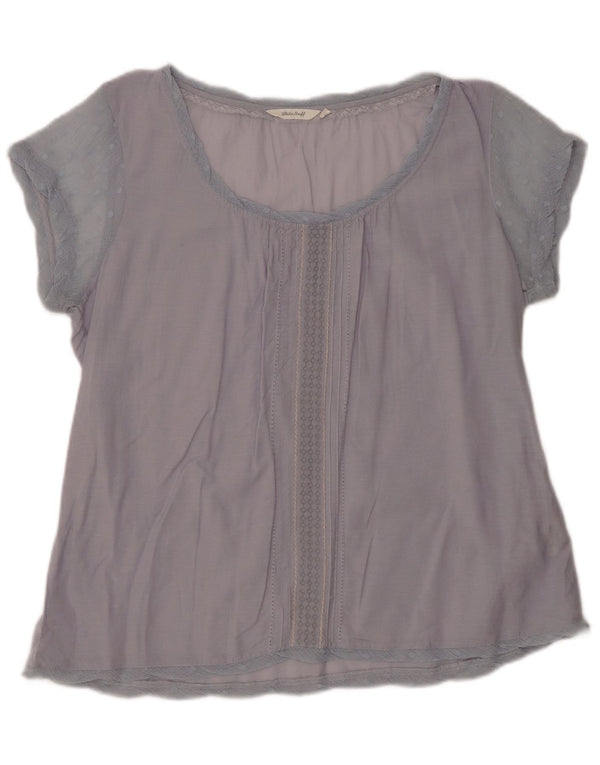 WHITE STUFF Bluză Femei Top UK 16 Mare Bumbac Albastru