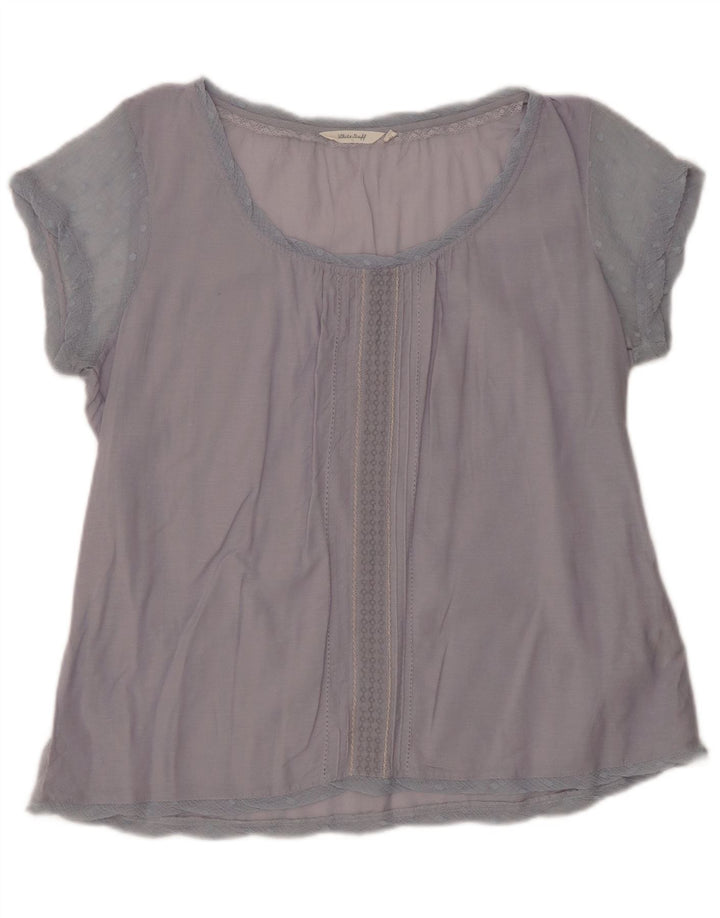 WHITE STUFF Bluză Femei Top UK 16 Mare Bumbac Albastru