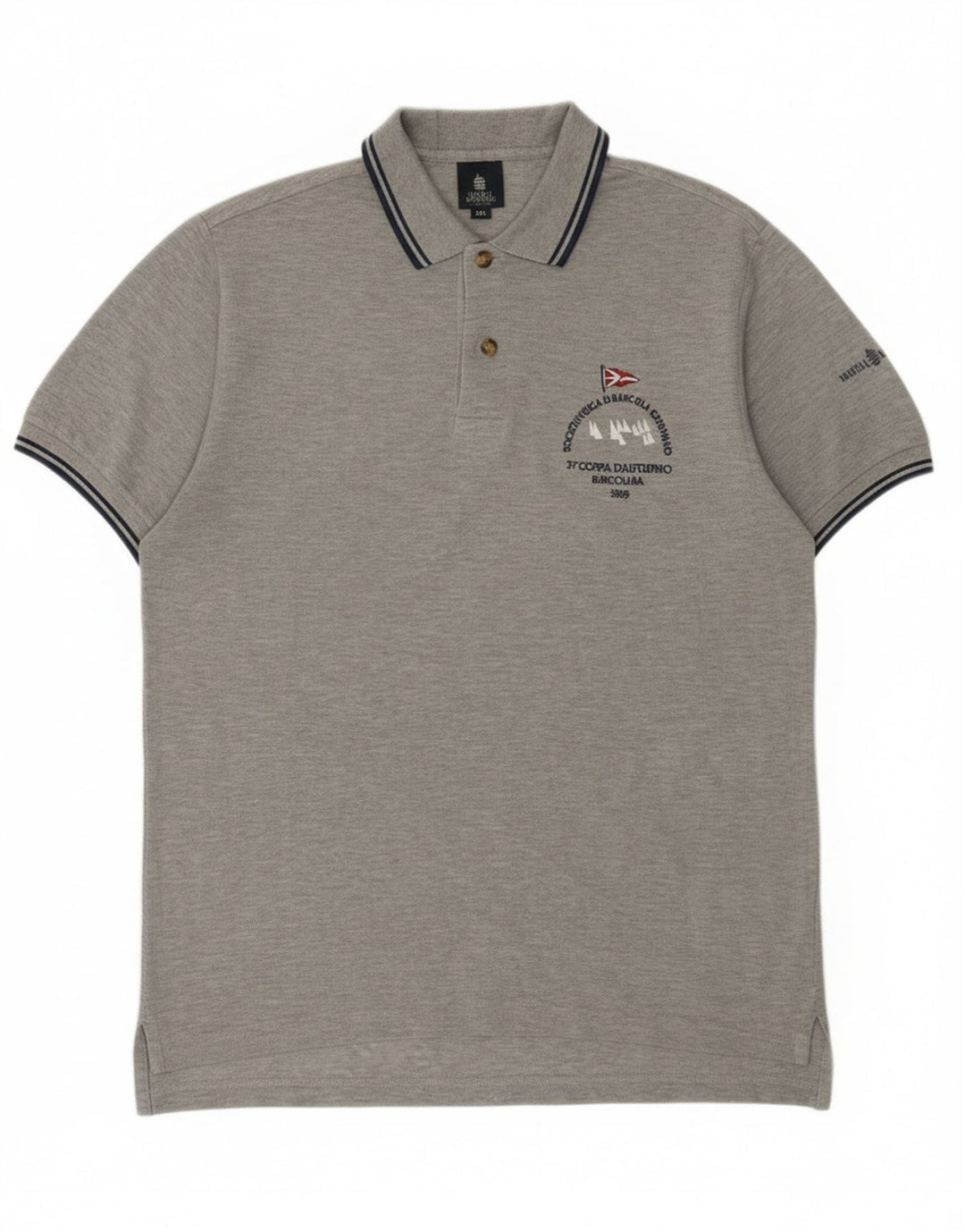 Marina Yachting Tricou polo cu grafică pentru bărbați, bumbac gri mediu
