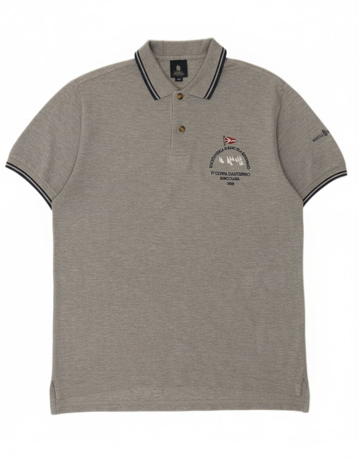 Marina Yachting Tricou polo cu grafică pentru bărbați, bumbac gri mediu