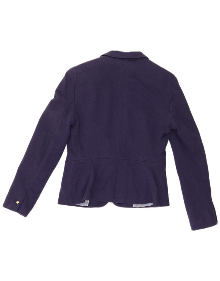 Jachetă pentru femei Zara Crop 1 Button Blazer UK 16 Mare Bumbac bleumarin