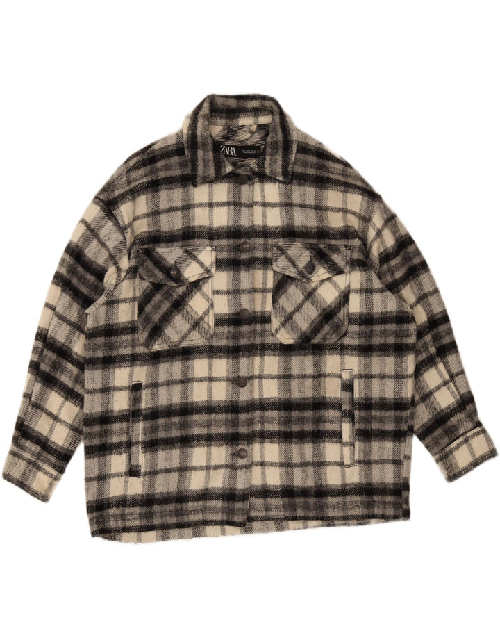 Cămașă supradimensionată pentru femei Zara Cămașă de flanel UK 10 Mic, negru, carouri