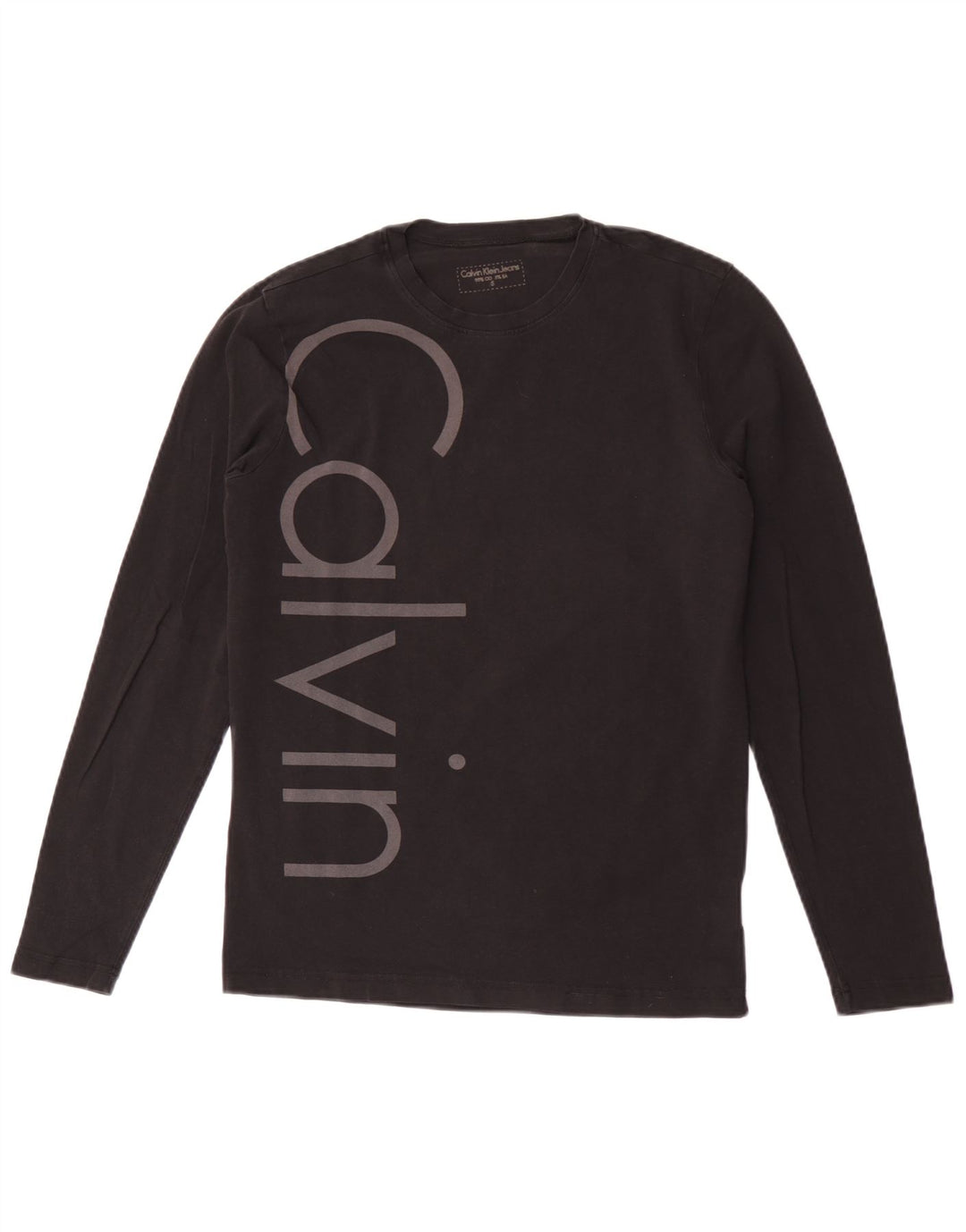 Calvin Klein Jeans Top grafic pentru bărbați cu mânecă lungă, mic, negru