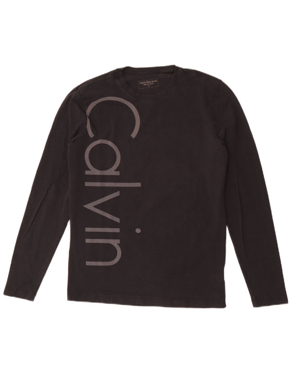 Calvin Klein Jeans Top grafic pentru bărbați cu mânecă lungă, mic, negru