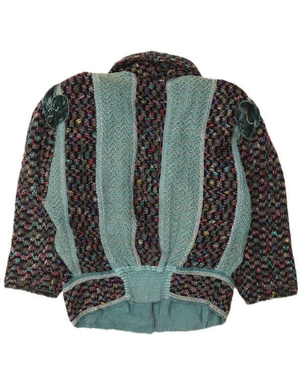 Pulover cardigan vintage pentru femei, cu model abstract, cu o formă lejeră UK 20 2XL verde