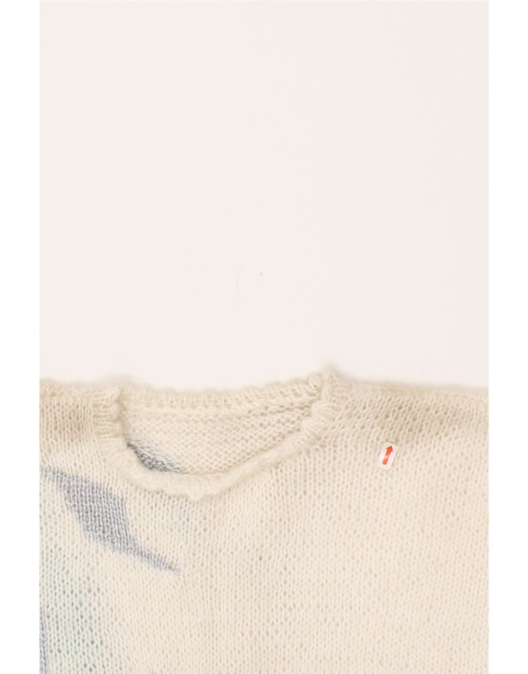 VINTAGE Womens Crew Neck Jumper Sweater UK 14 Medium White Colourblock Vintage Vintage and Second-Hand Vintage from Messina Hembry 