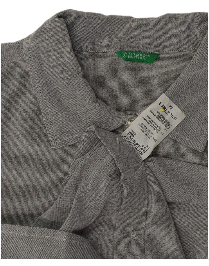 Cămașă Benetton cu mânecă scurtă pentru femei UK 14, bumbac gri mediu