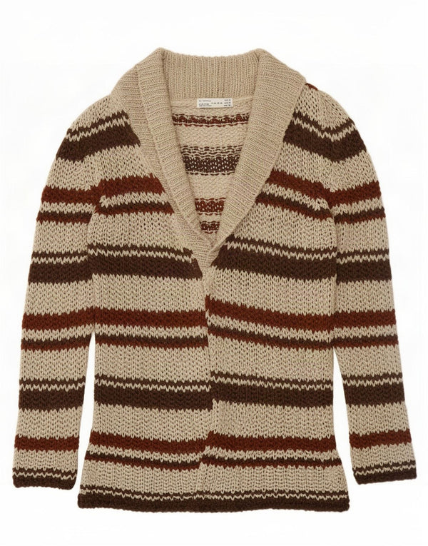 Pulover cardigan din croșetat cu paragate Zara UK 12 maro mediu cu dungi
