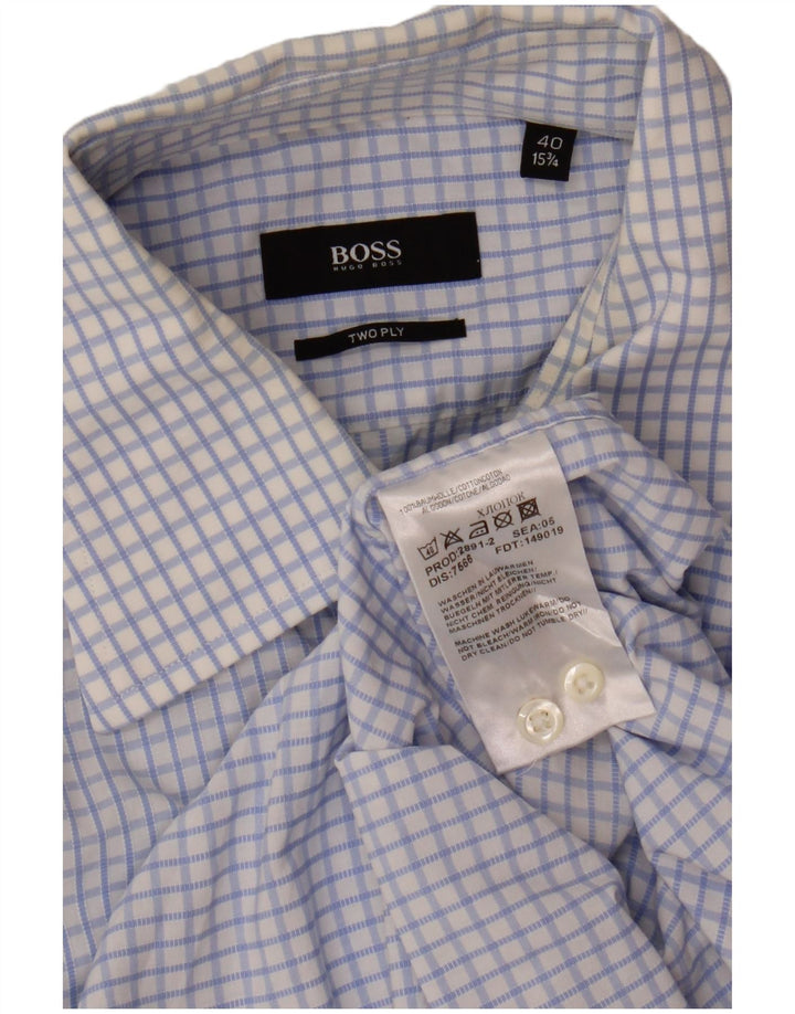 Cămașă pentru bărbați Hugo Boss Mărimea 40 15 3/4 Bumbac Vichy albastru mediu