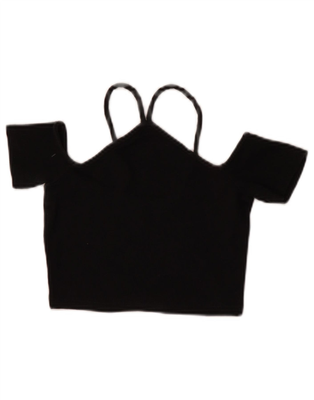 Top cu umeri decupat pentru femei Zara UK 8 mic bumbac negru