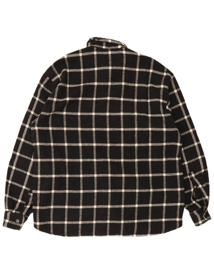 Cămașă de flanel vintage pentru bărbați, cu carouri mari, negru