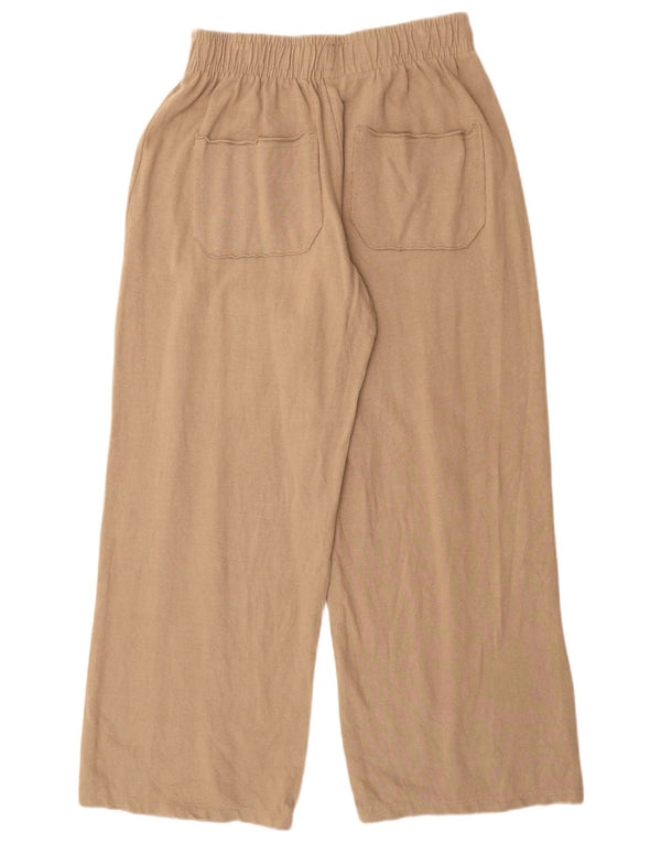 Pantaloni de trening Zara pentru femei cu picioare largi UK 12 bumbac mediu bej
