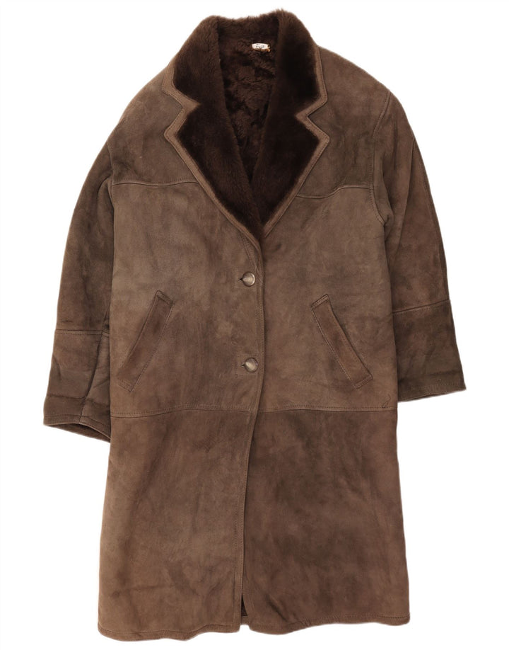 Palton din shearling vintage pentru femei IT 42 Gri mediu din shearling
