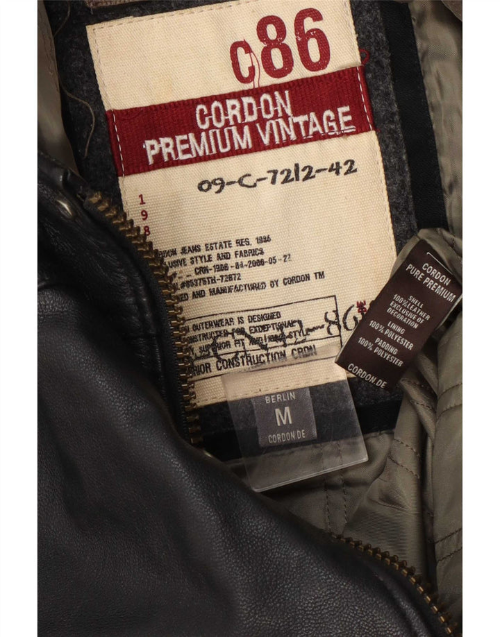 Jachetă din piele grafică pentru bărbați Cordon UK 38 Medium Black